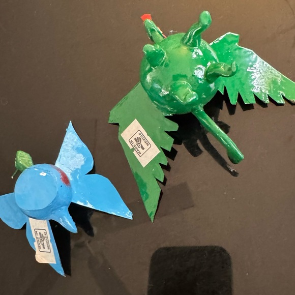 TONALA Mexico Small Animals Bobble Head Handmade Creatures Blue & Green Set of 2 - Picture 5 of 11